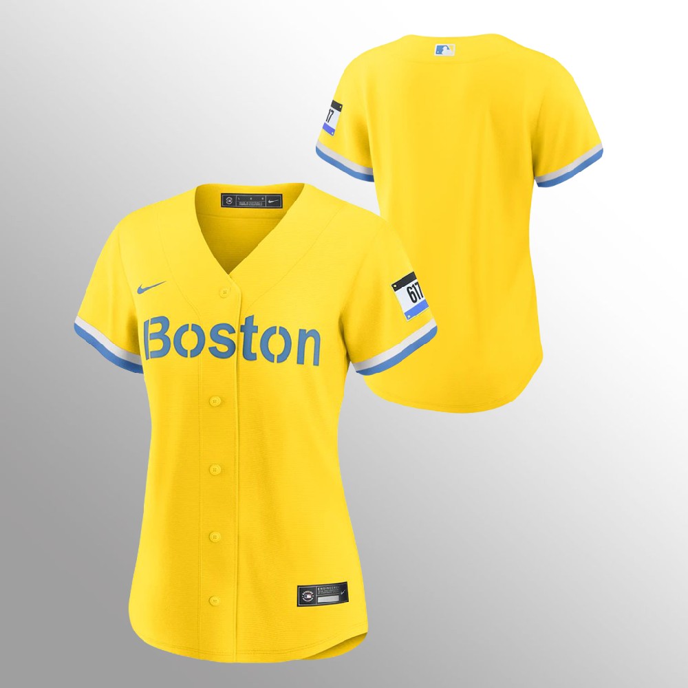 Personalized Boston Red Sox Women’s 2021 City Connect Gold Fans Version MLB Jersey