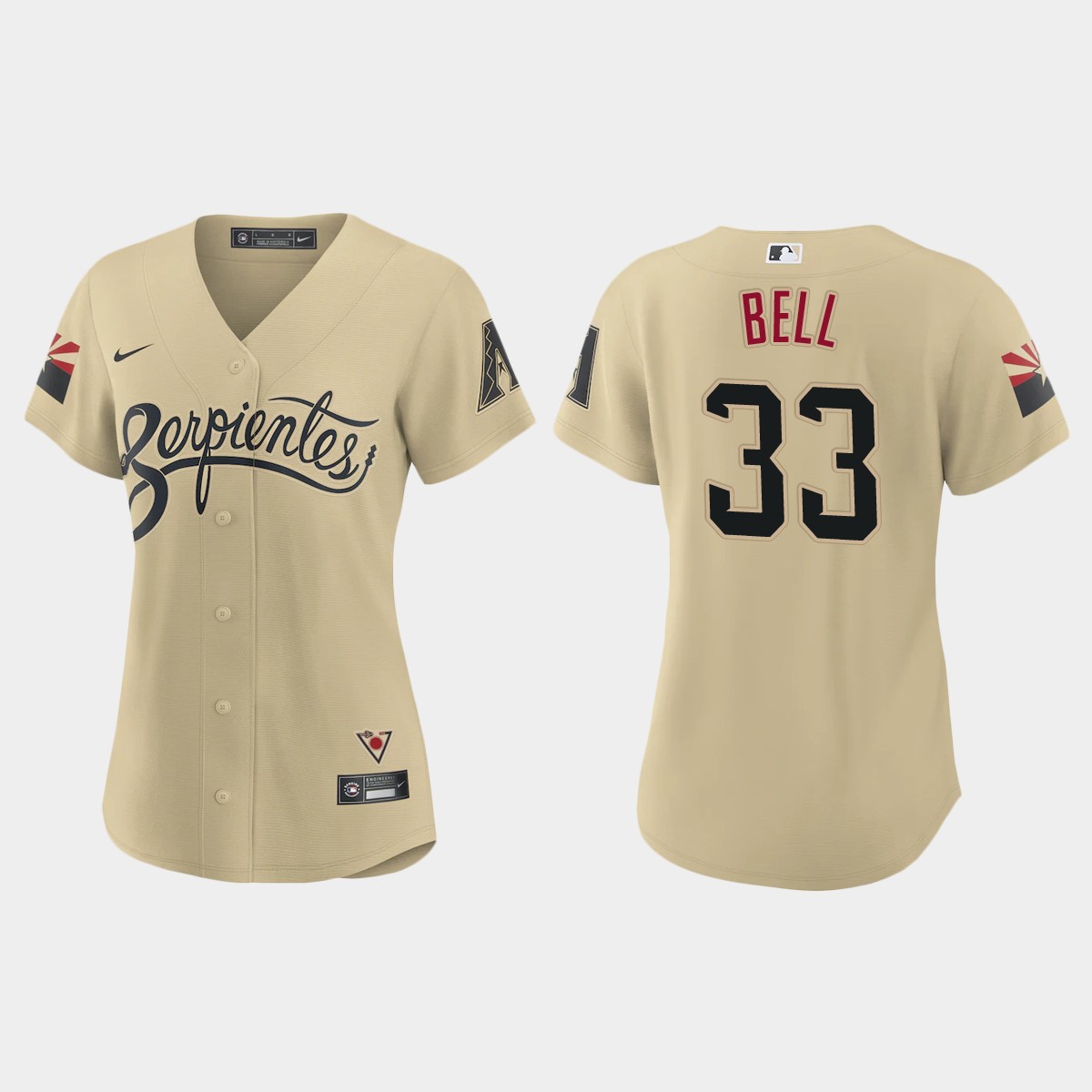 Personalized Arizona Diamondbacks #33 Jay Bell Women’s 2021 City Connect MLB Jersey Gold