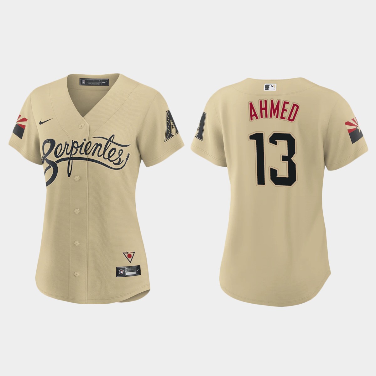 Personalized Arizona Diamondbacks #13 Nick Ahmed Women’s 2021 City Connect MLB Jersey Gold