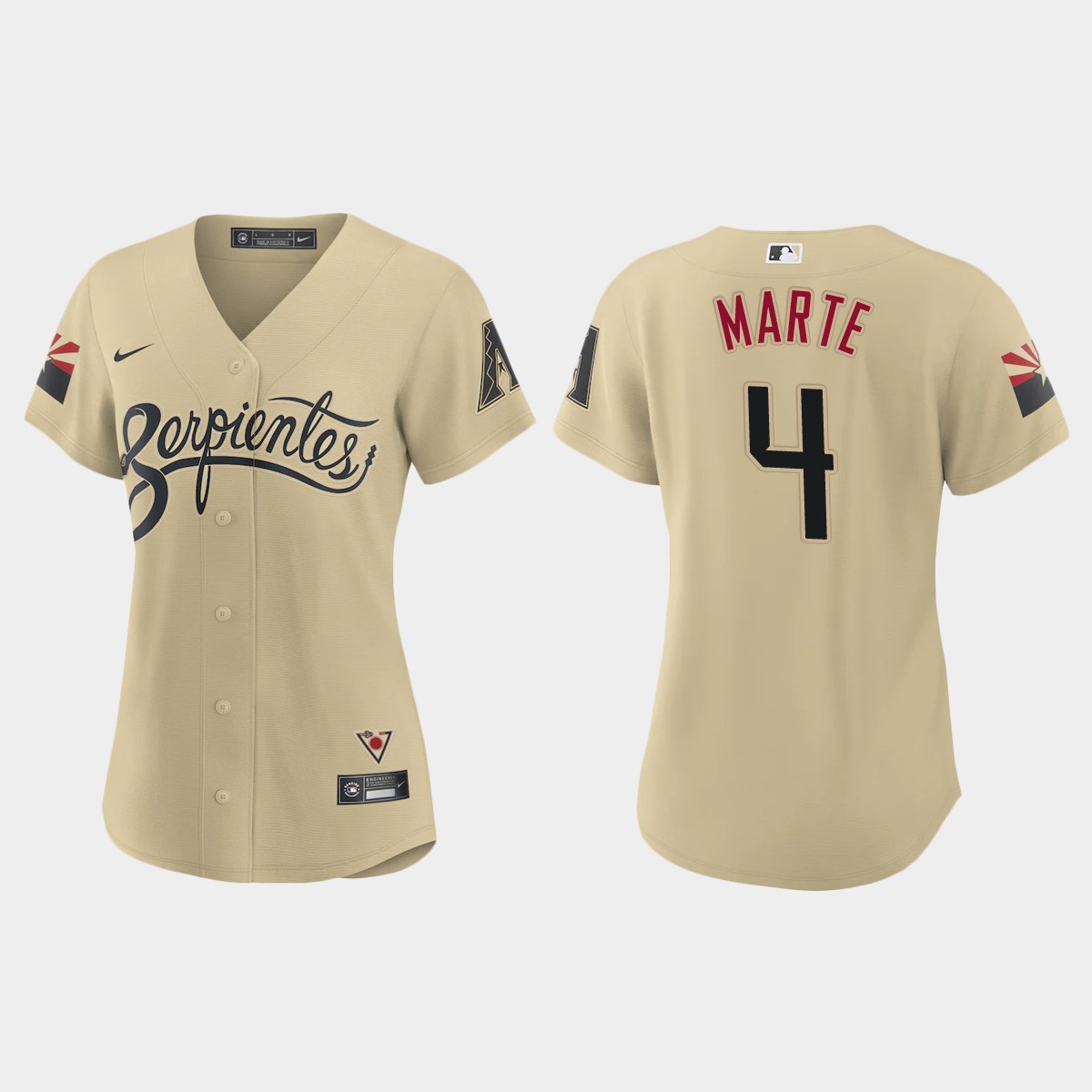 Personalized Arizona Diamondbacks #4 Ketel Marte Women’s 2021 City Connect MLB Jersey Gold