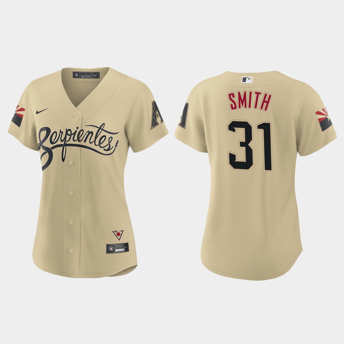 Personalized Arizona Diamondbacks #31 Caleb Smith Women’s 2021 City Connect MLB Jersey Gold