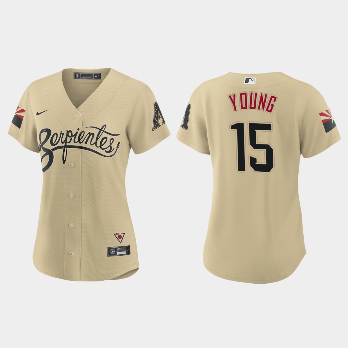 Personalized Arizona Diamondbacks #15 Andrew Young Women’s 2021 City Connect MLB Jersey Gold