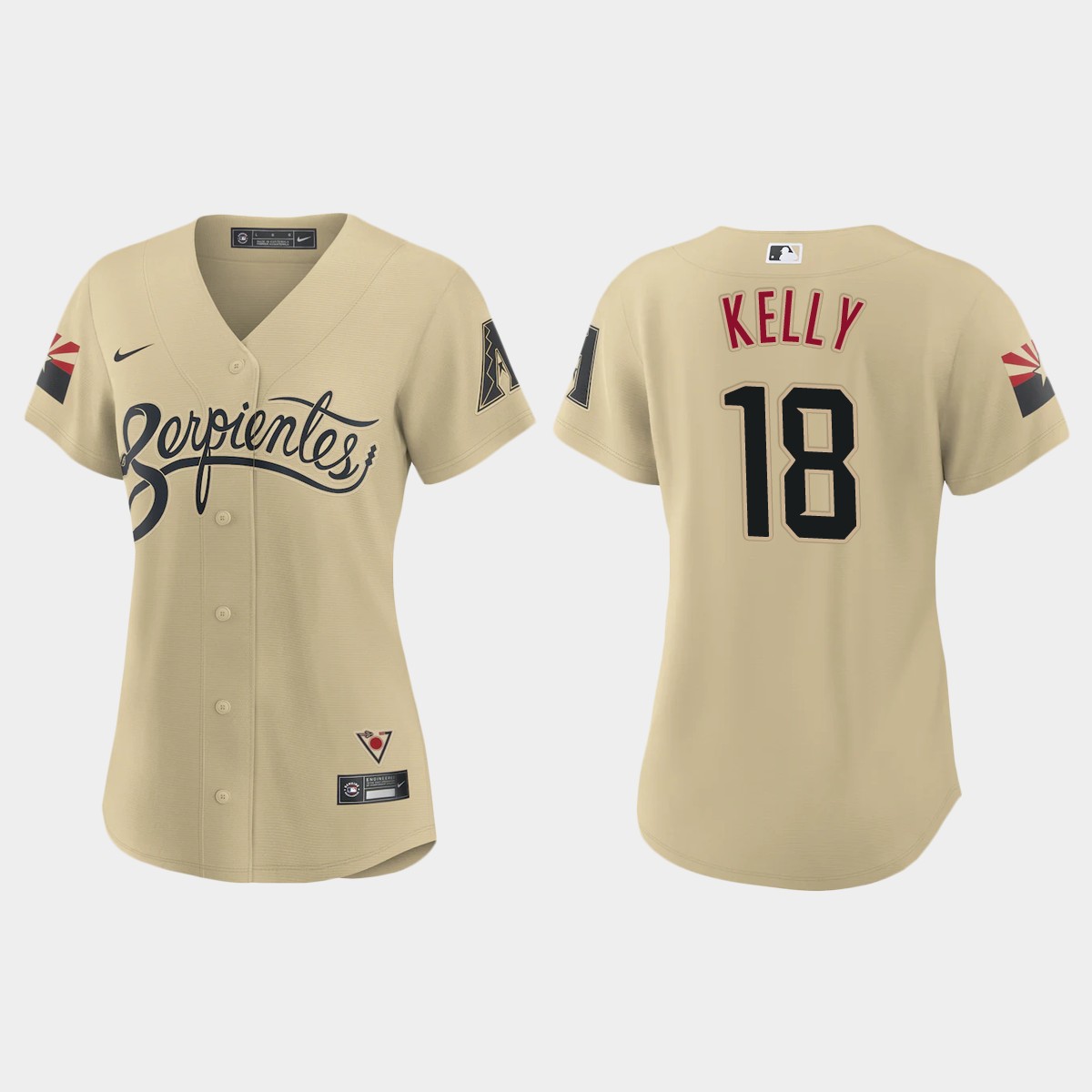 Personalized Arizona Diamondbacks #18 Carson Kelly Women’s 2021 City Connect MLB Jersey Gold