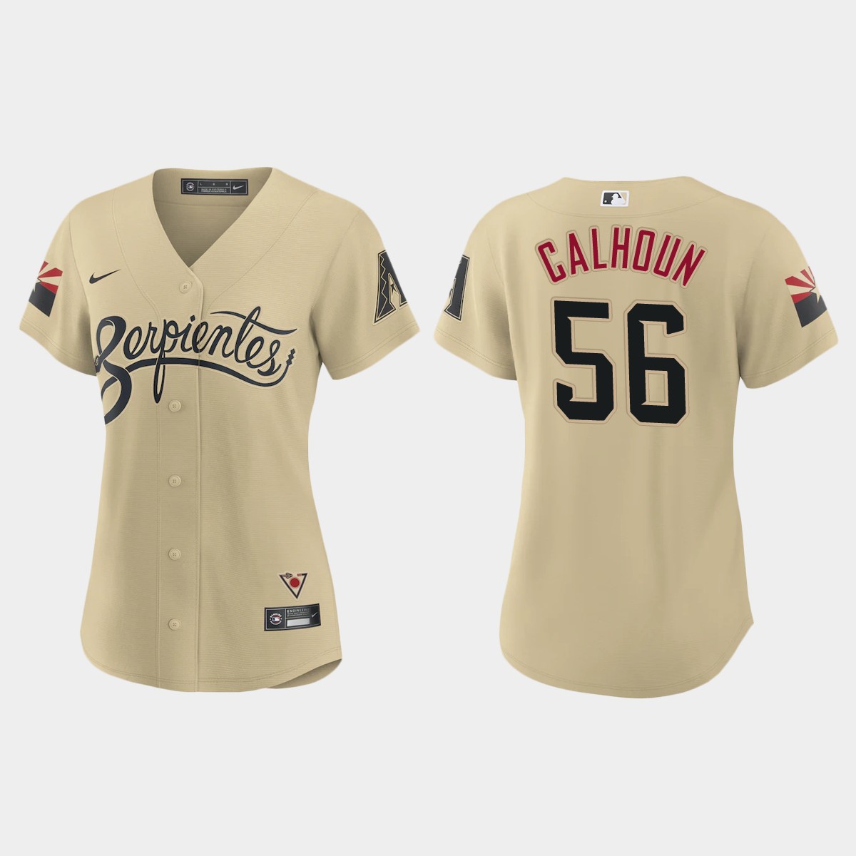 Personalized Arizona Diamondbacks #56 Kole Calhoun Women’s 2021 City Connect MLB Jersey Gold