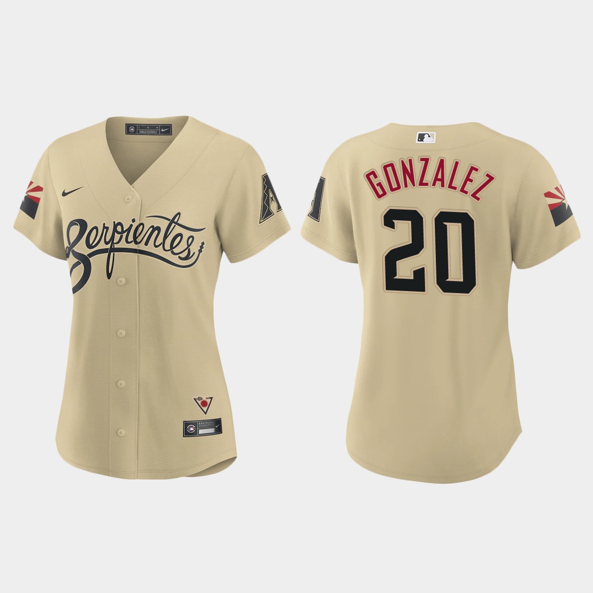 Personalized Arizona Diamondbacks #20 Luis Gonzalez Women’s 2021 City Connect MLB Jersey Gold