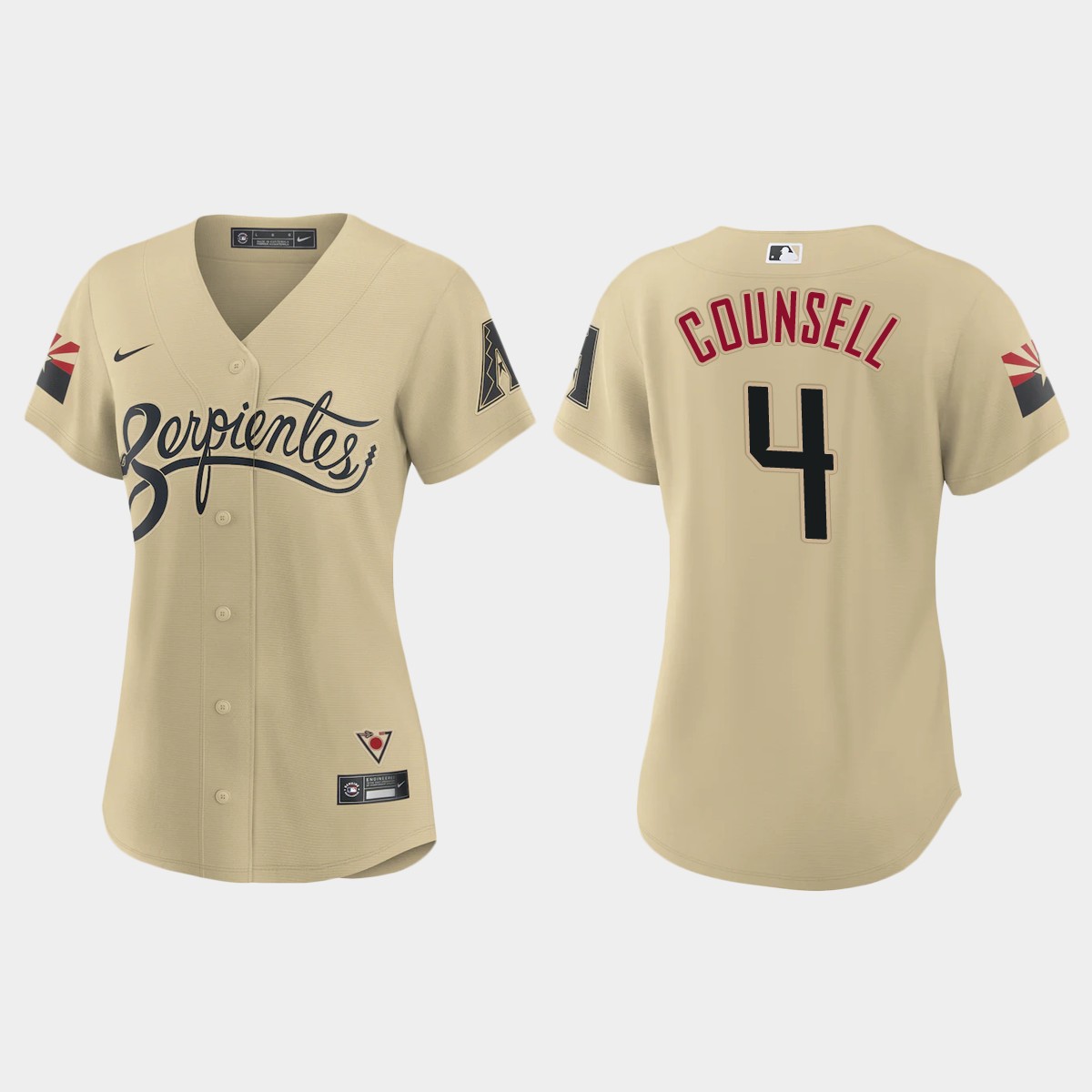 Personalized Arizona Diamondbacks #4 Craig Counsell Women’s 2021 City Connect MLB Jersey Gold
