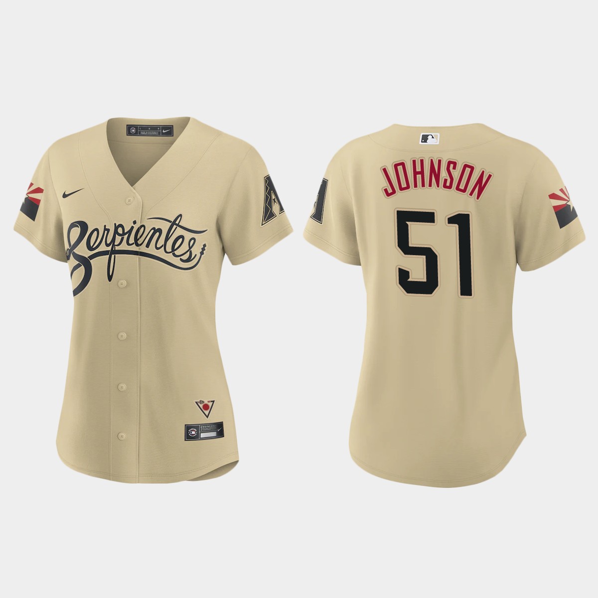Personalized Arizona Diamondbacks #51 Randy Johnson Women’s 2021 City Connect MLB Jersey Gold