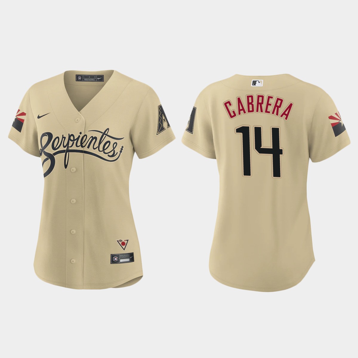 Personalized Arizona Diamondbacks #14 Asdrubal Cabrera Women’s 2021 City Connect MLB Jersey Gold