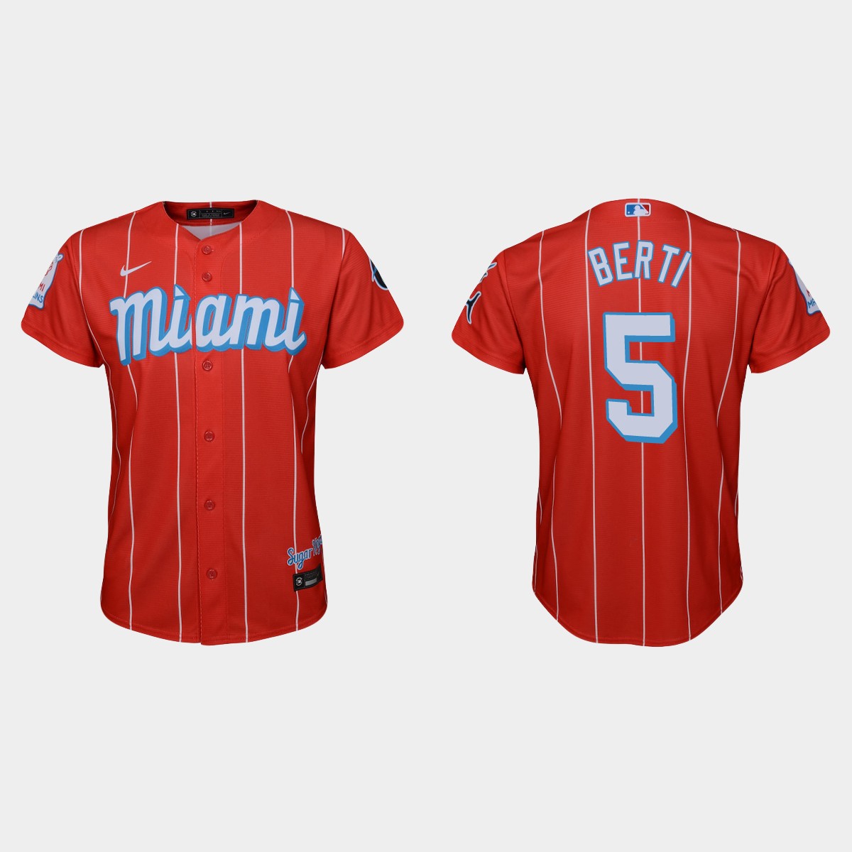 Personalized Miami Marlins #5 Jon Berti Youth 2021 City Connect Authentic MLB Jersey Red