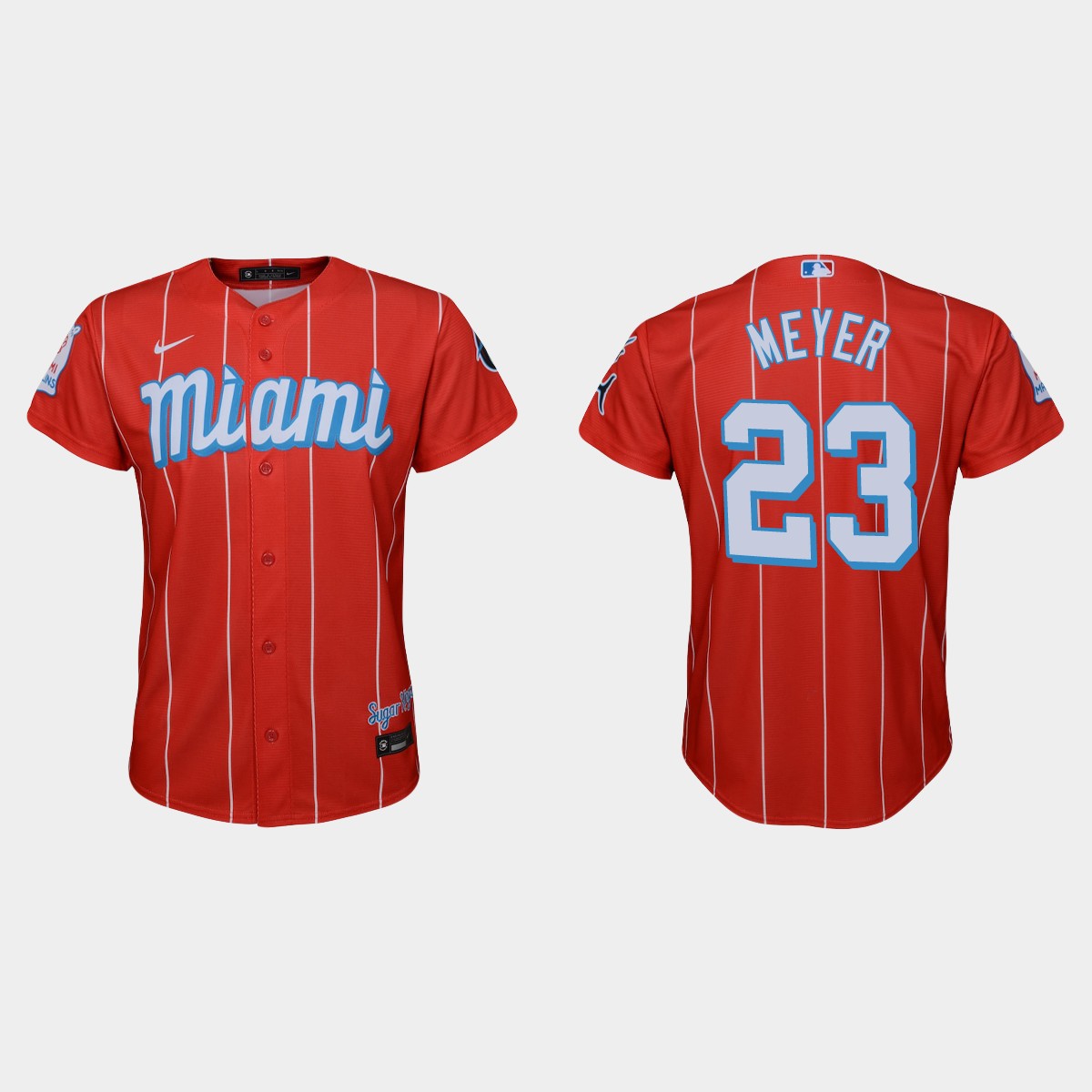 Personalized Miami Marlins #23 Max Meyer Youth 2021 City Connect Authentic MLB Jersey Red