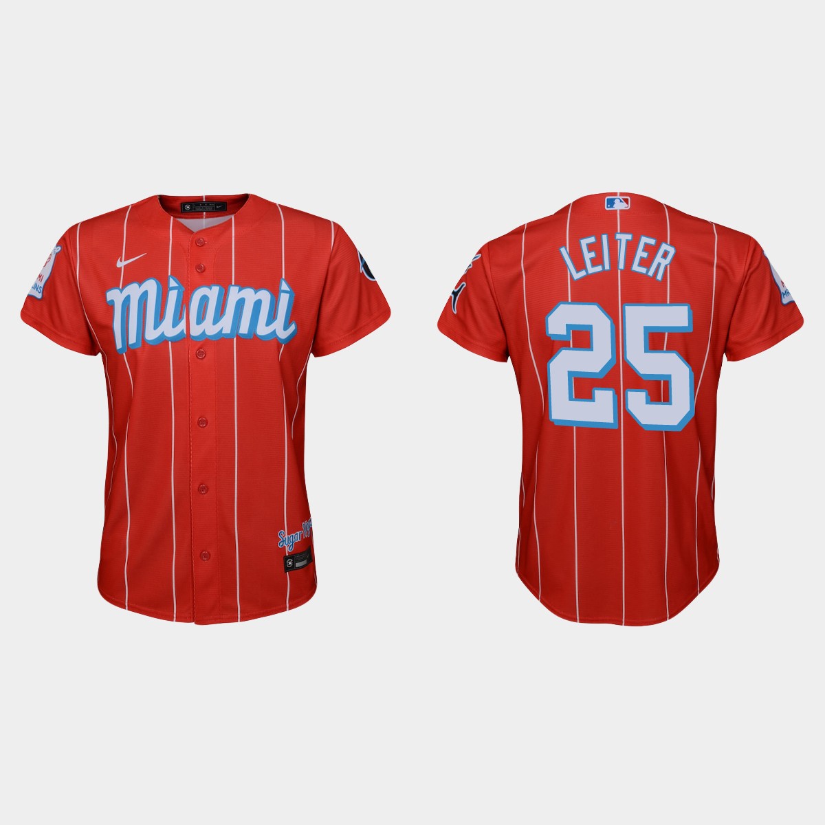 Personalized Miami Marlins #25 Al Leiter Youth 2021 City Connect Authentic MLB Jersey Red