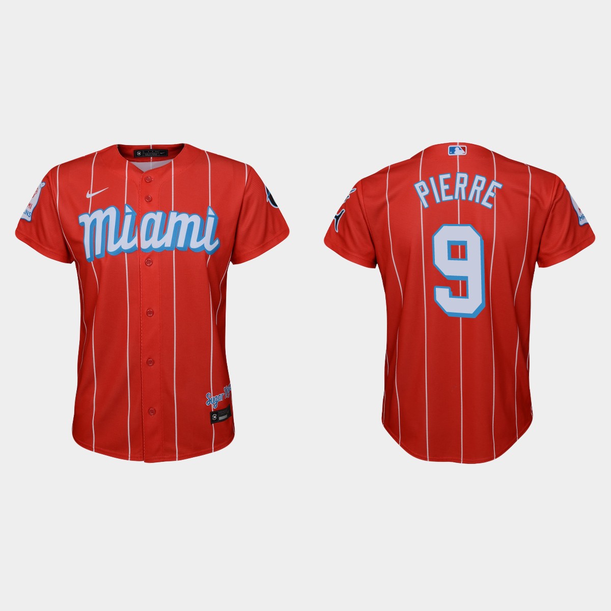Personalized Miami Marlins #9 Juan Pierre Youth 2021 City Connect Authentic MLB Jersey Red