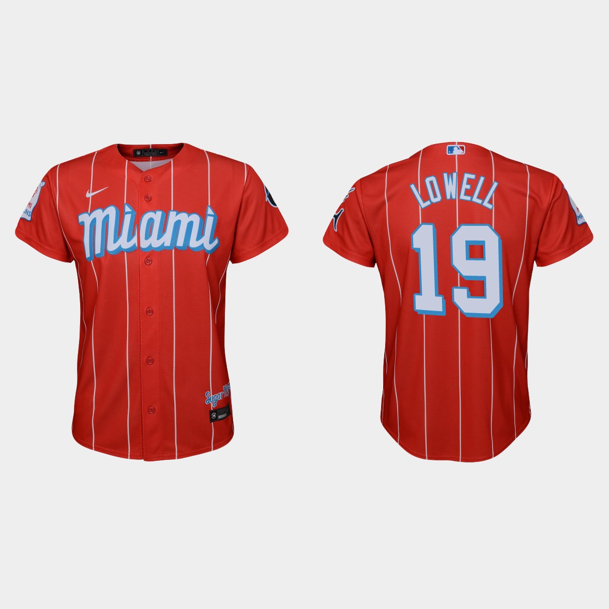 Personalized Miami Marlins #19 Mike Lowell Youth 2021 City Connect Authentic MLB Jersey Red