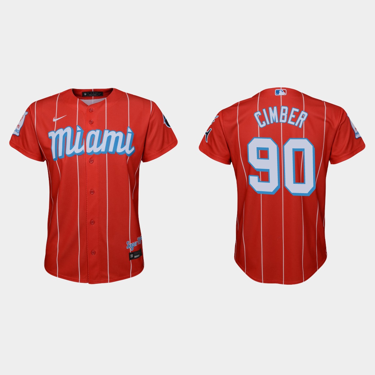 Personalized Miami Marlins #90 Adam Cimber Youth 2021 City Connect Authentic MLB Jersey Red