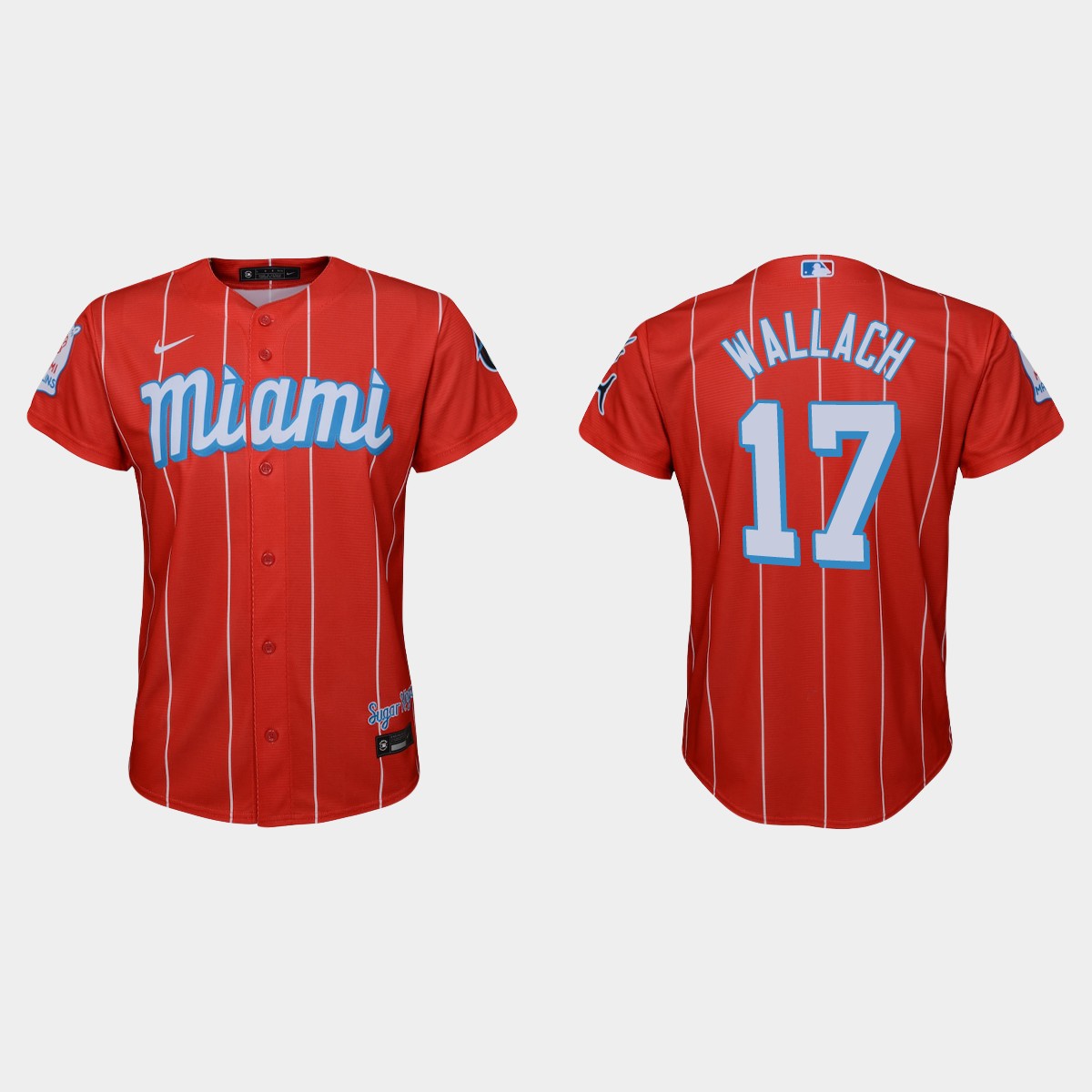 Personalized Miami Marlins #17 Chad Wallach Youth 2021 City Connect Authentic MLB Jersey Red