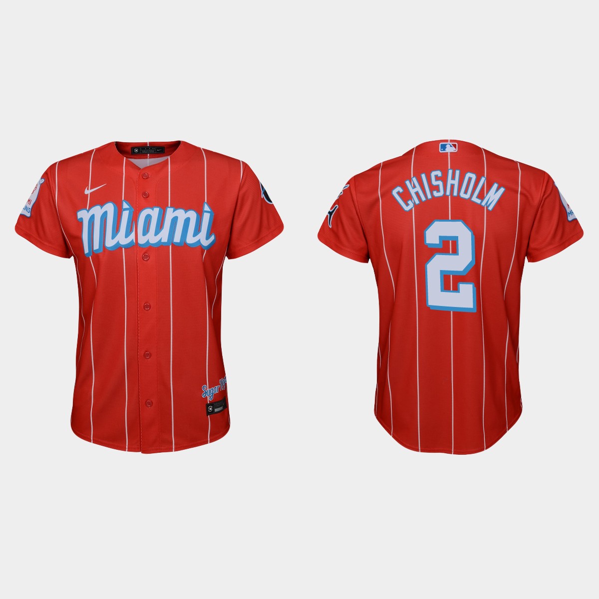 Personalized Miami Marlins #2 Jazz Chisholm Youth 2021 City Connect Authentic MLB Jersey Red