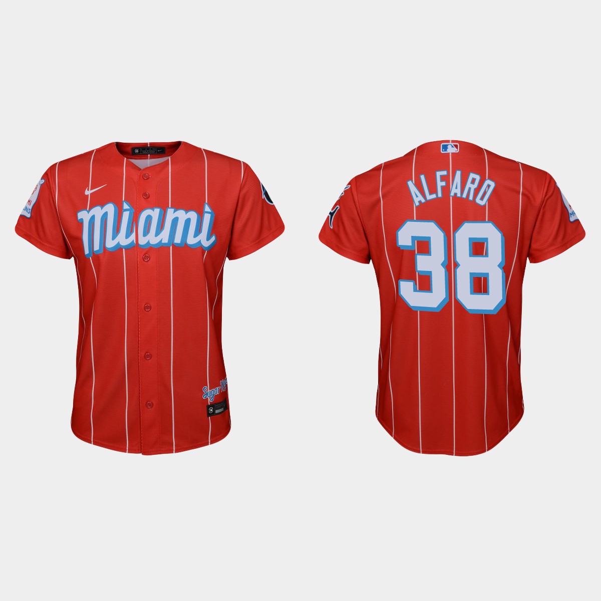 Personalized Miami Marlins #38 Jorge Alfaro Youth 2021 City Connect Authentic MLB Jersey Red