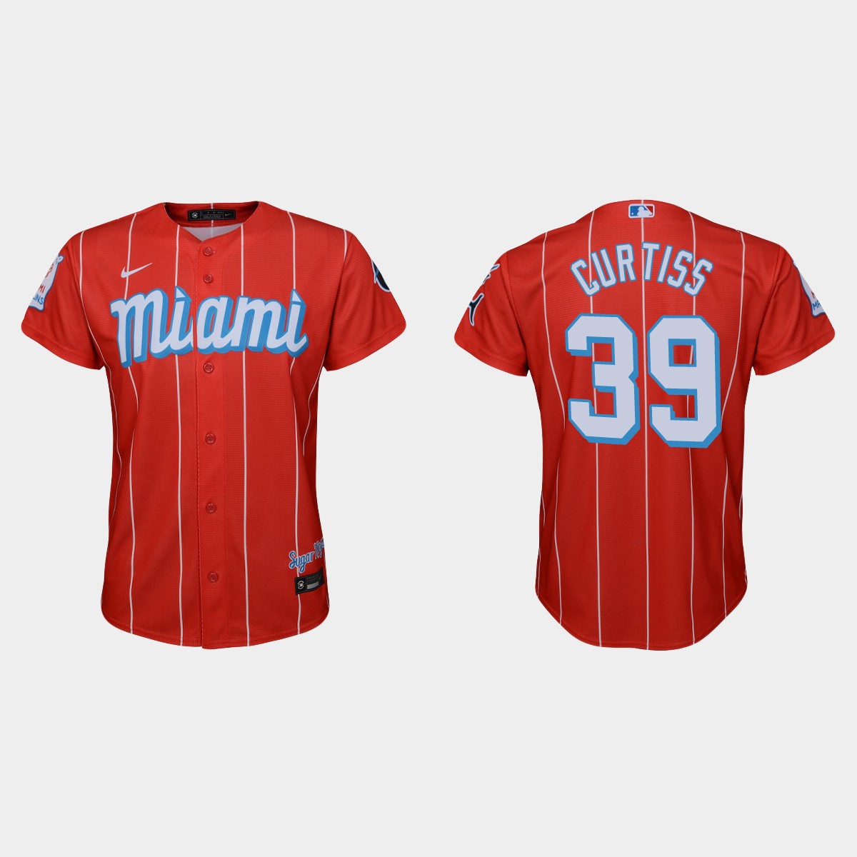 Personalized Miami Marlins #39 John Curtiss Youth 2021 City Connect Authentic MLB Jersey Red
