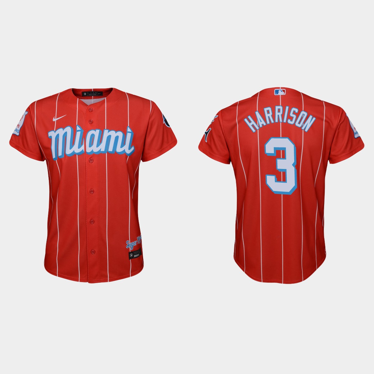 Personalized Miami Marlins #3 Monte Harrison Youth 2021 City Connect Authentic MLB Jersey Red