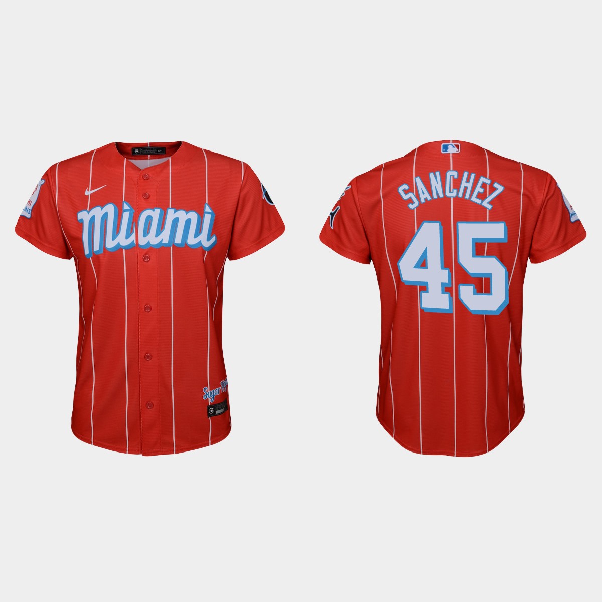 Personalized Miami Marlins #45 Sixto Sanchez Youth 2021 City Connect Authentic MLB Jersey Red