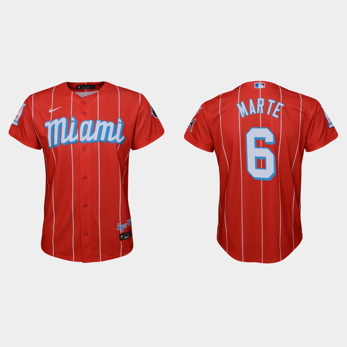 Personalized Miami Marlins #6 Starling Marte Youth 2021 City Connect Authentic MLB Jersey Red