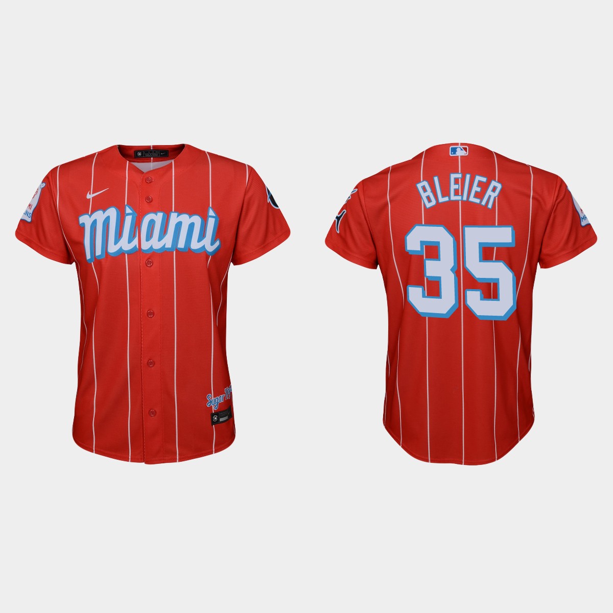 Personalized Miami Marlins #35 Richard Bleier Youth 2021 City Connect Authentic MLB Jersey Red
