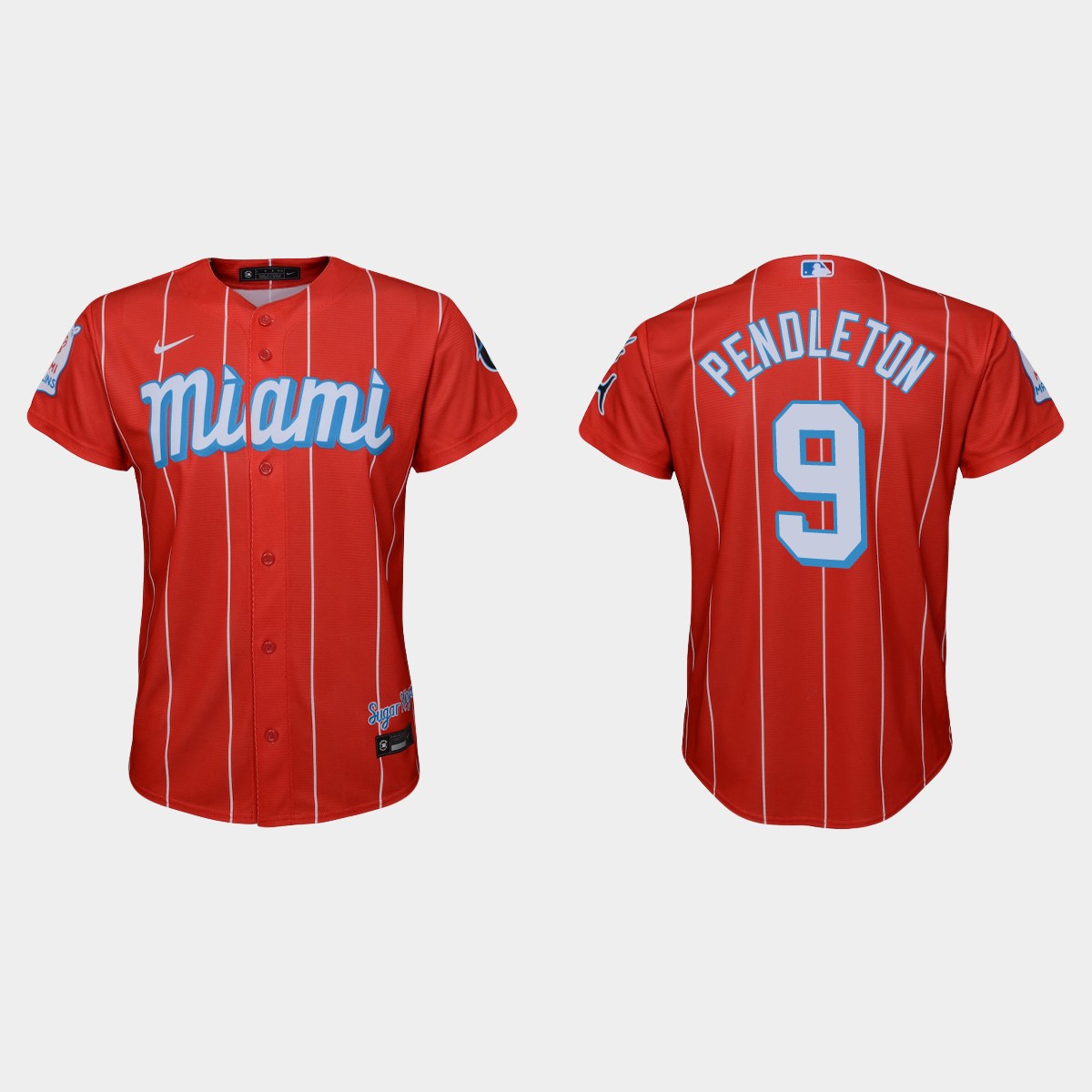 Personalized Miami Marlins #9 Terry Pendleton Youth 2021 City Connect Authentic MLB Jersey Red