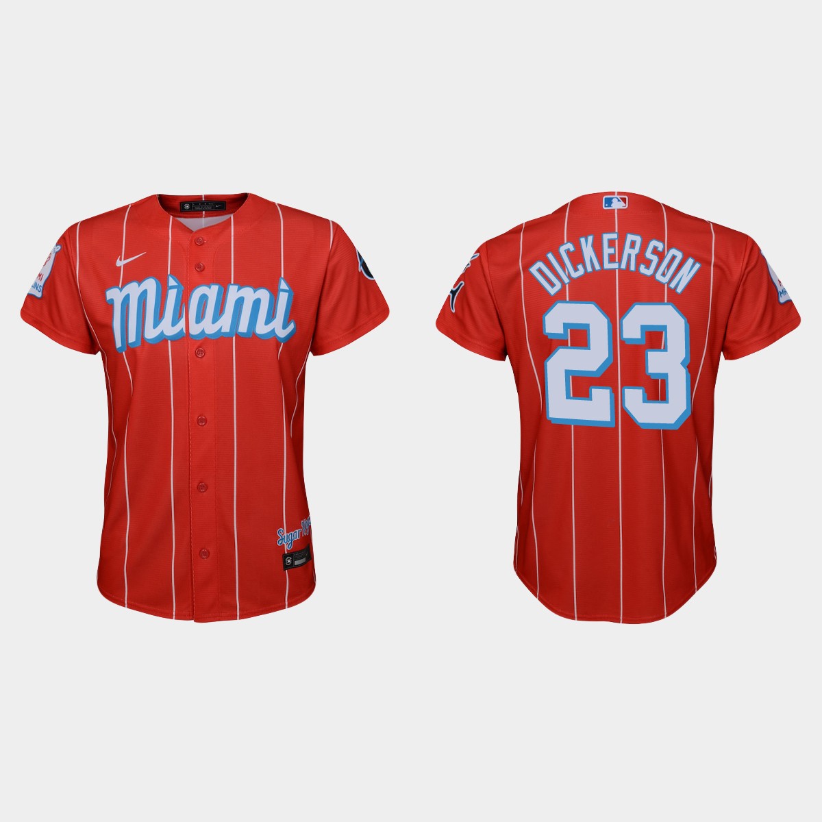 Personalized Miami Marlins #23 Corey Dickerson Youth 2021 City Connect Authentic MLB Jersey Red