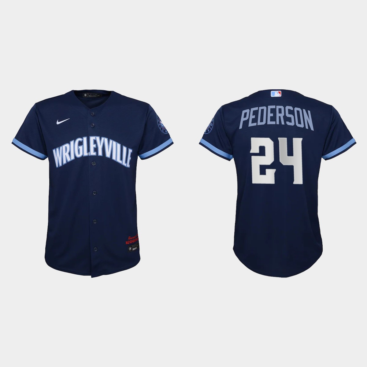 Personalized Chicago Cubs #24 Joc Pederson Youth 2021 City Connect Navy MLB Jersey