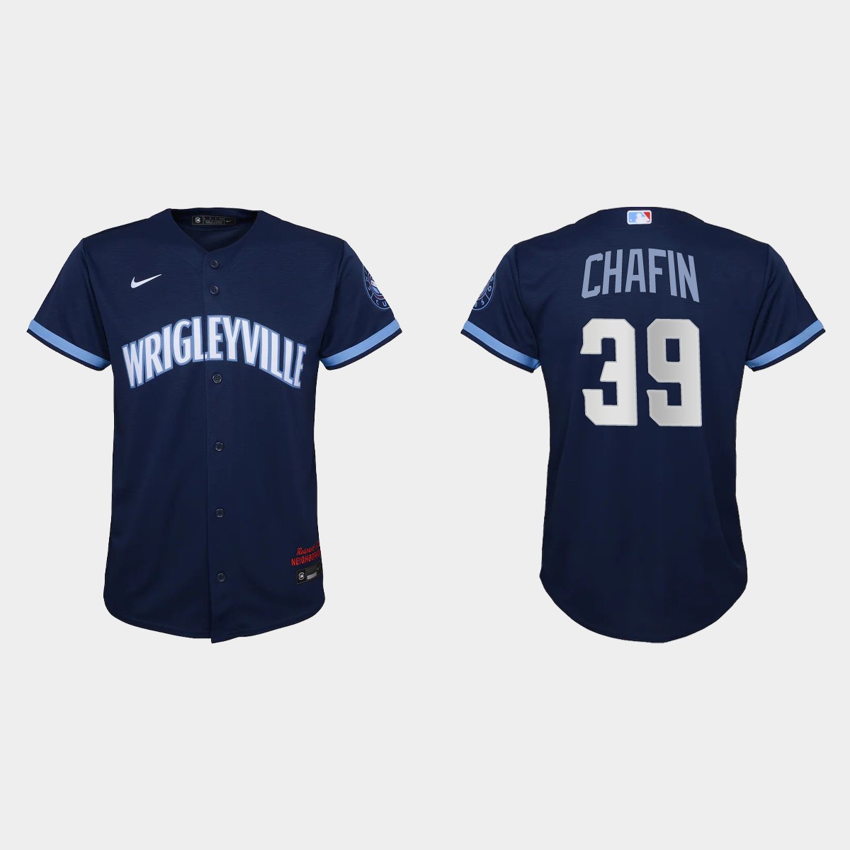 Personalized Chicago Cubs #39 Andrew Chafin Youth 2021 City Connect Navy MLB Jersey