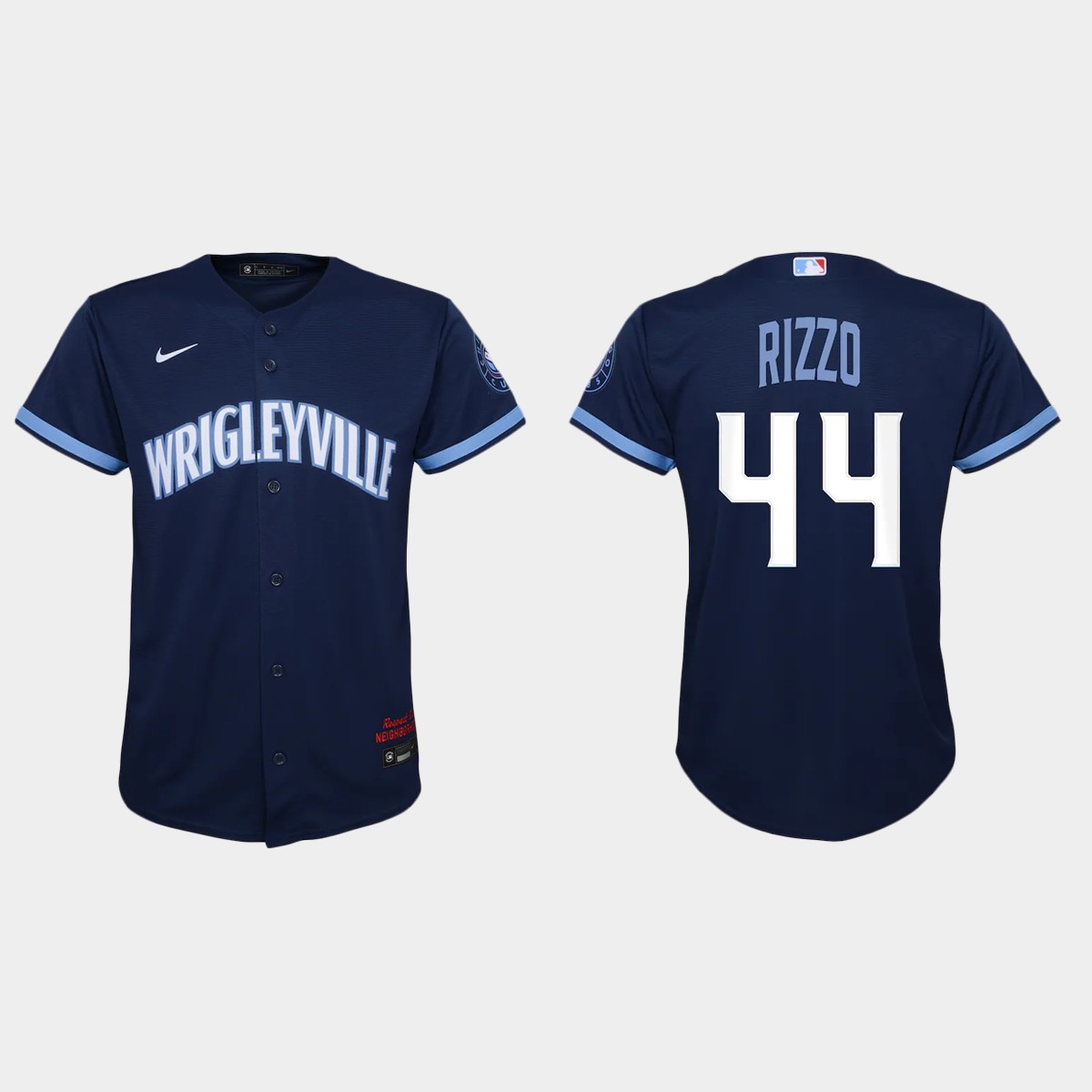 Personalized Chicago Cubs #44 Anthony Rizzo Youth 2021 City Connect Navy MLB Jersey