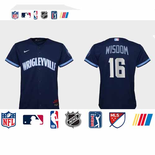 Personalized Chicago Cubs #16 Patrick Wisdom Youth 2021 City Connect Navy MLB Jersey