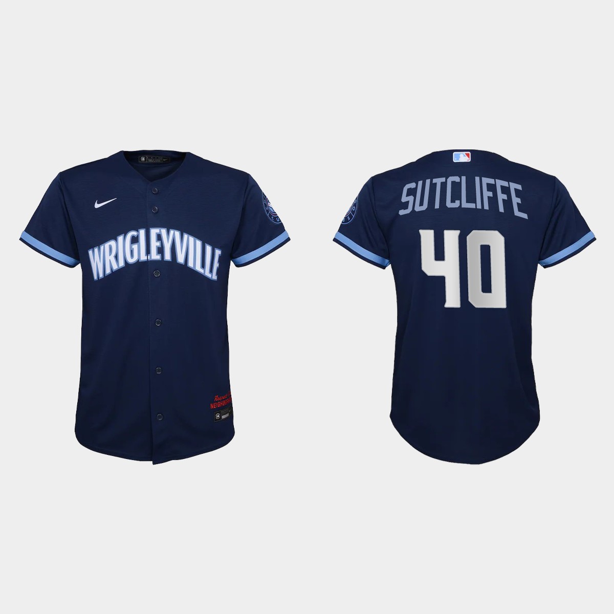 Personalized Chicago Cubs #40 Rick Sutcliffe Youth 2021 City Connect Navy MLB Jersey