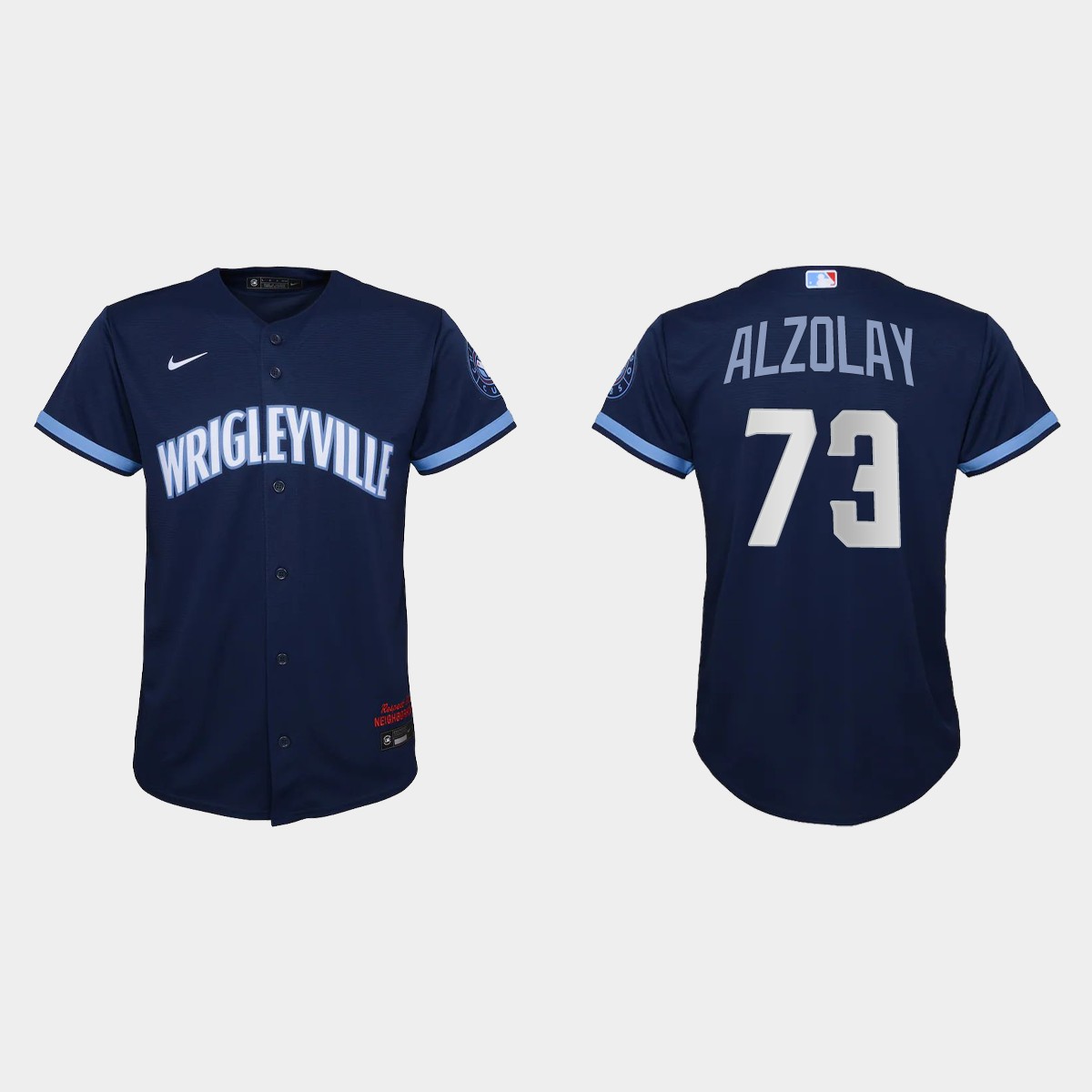 Personalized Chicago Cubs #73 Adbert Alzolay Youth 2021 City Connect Navy MLB Jersey