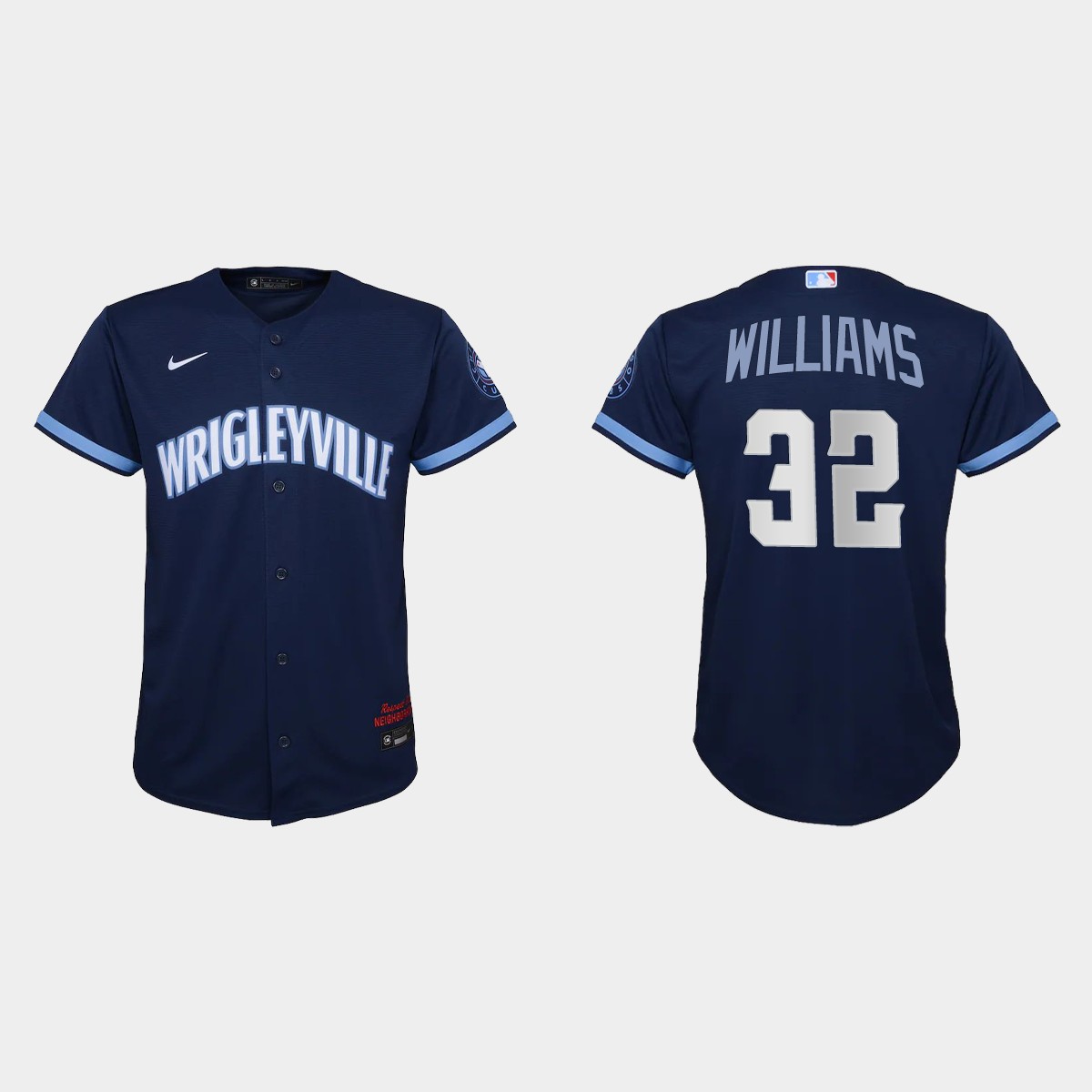 Personalized Chicago Cubs #32 Trevor Williams Youth 2021 City Connect Navy MLB Jersey