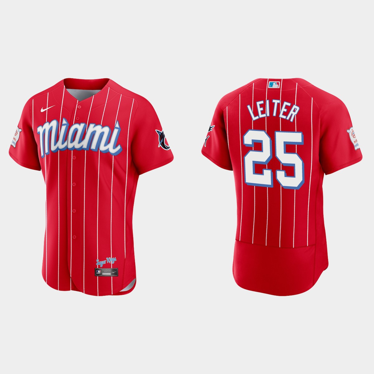 Personalized Miami Marlins #25 Al Leiter Men’s 2021 City Connect Authentic MLB Jersey Red