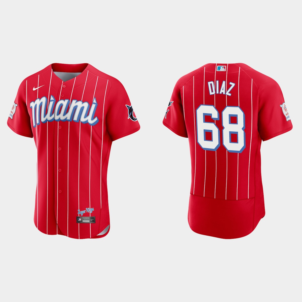 Personalized Miami Marlins #68 Lewin Diaz Men’s 2021 City Connect Authentic MLB Jersey Red