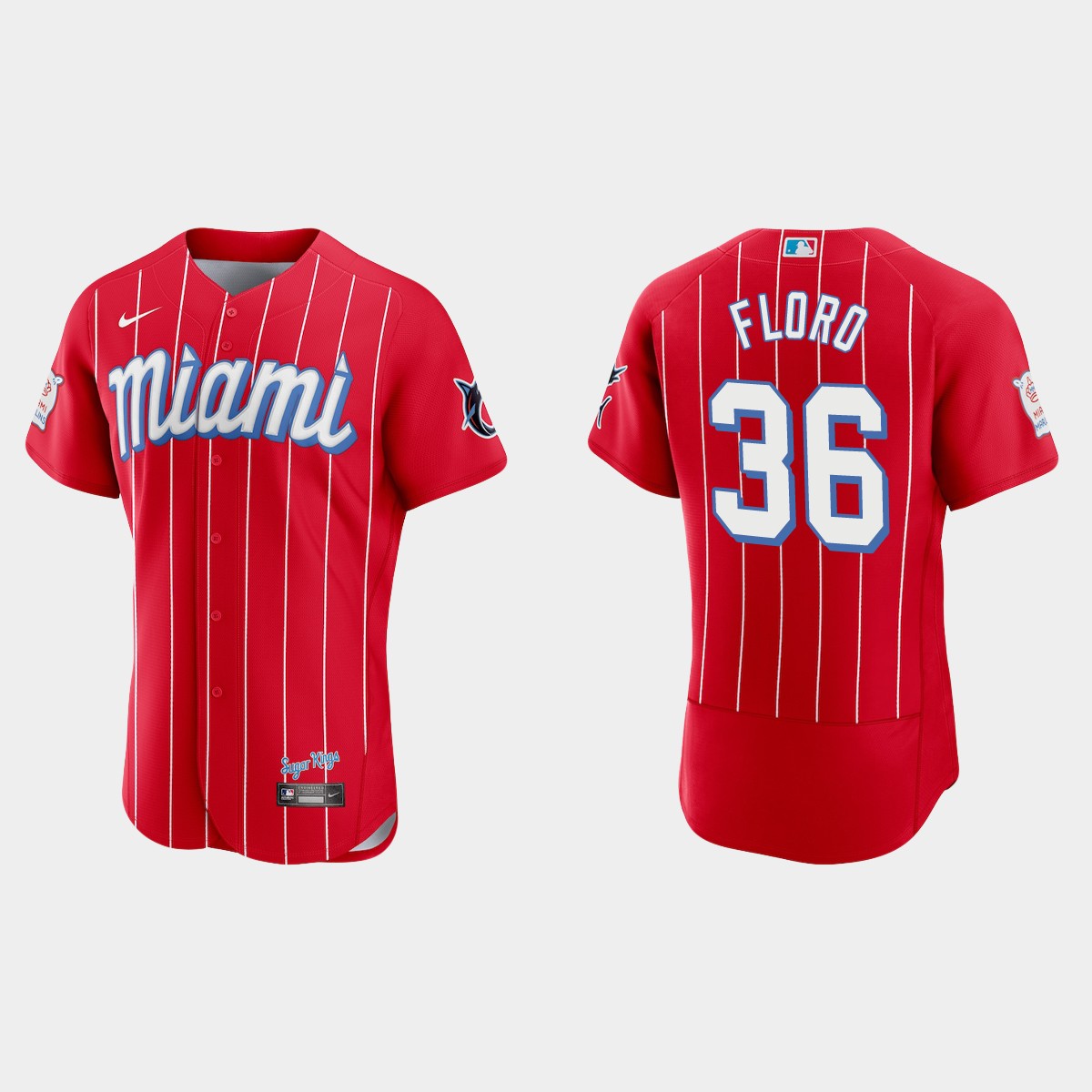 Personalized Miami Marlins #36 Dylan Floro Men’s 2021 City Connect Authentic MLB Jersey Red