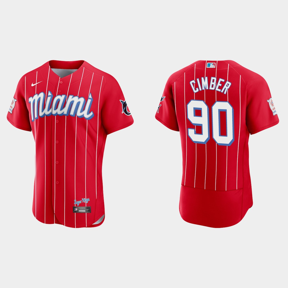Personalized Miami Marlins #90 Adam Cimber Men’s 2021 City Connect Authentic MLB Jersey Red