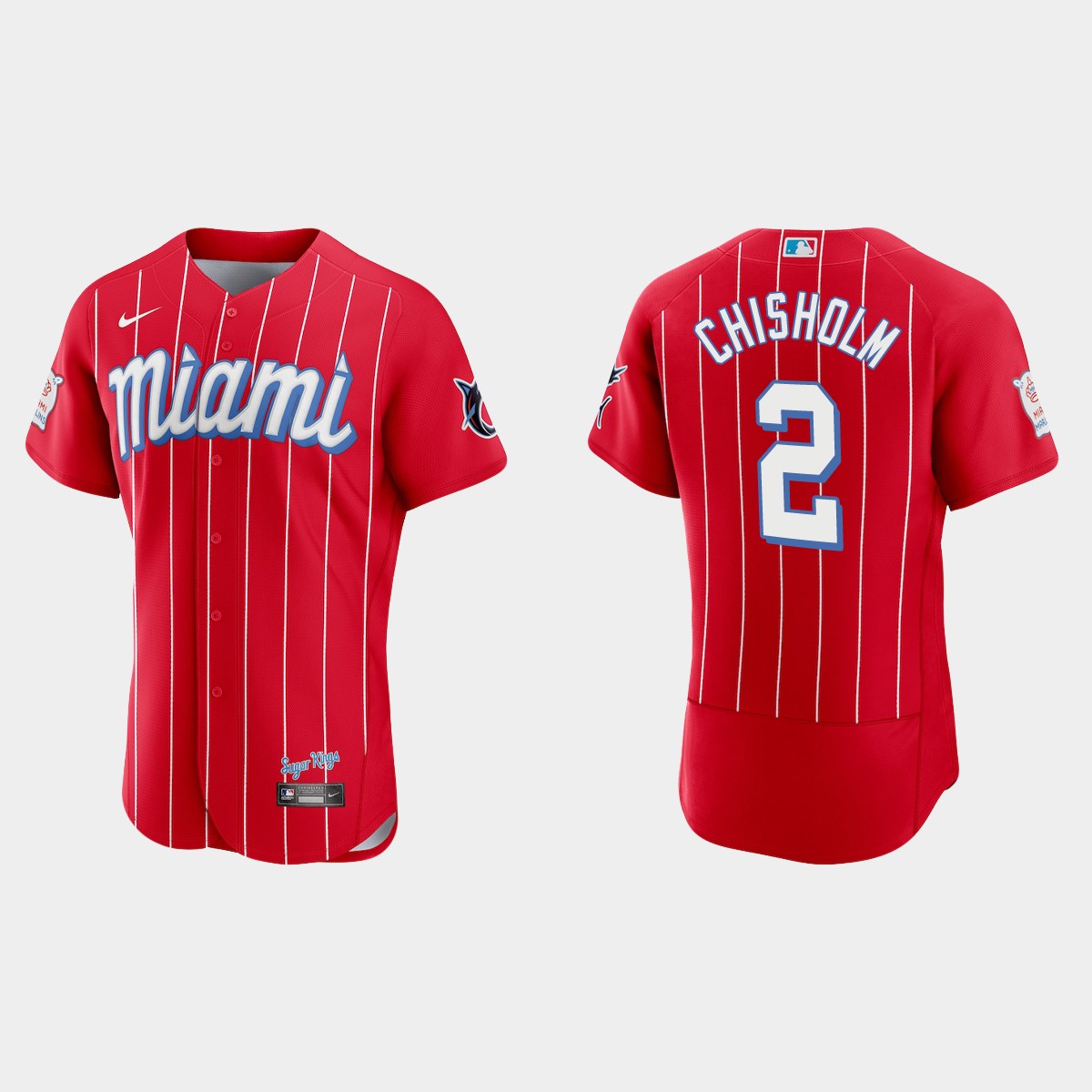 Personalized Miami Marlins #2 Jazz Chisholm Men’s 2021 City Connect Authentic MLB Jersey Red