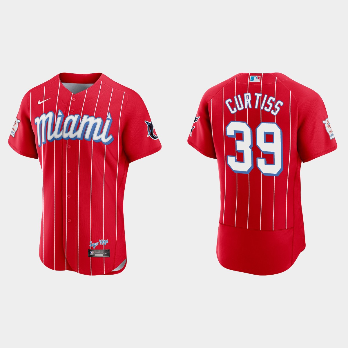 Personalized Miami Marlins #39 John Curtiss Men’s 2021 City Connect Authentic MLB Jersey Red