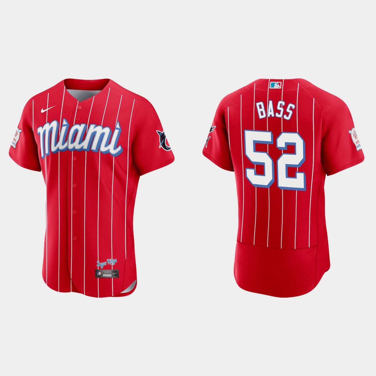 Personalized Miami Marlins #52 Anthony Bass Men’s 2021 City Connect Authentic MLB Jersey Red
