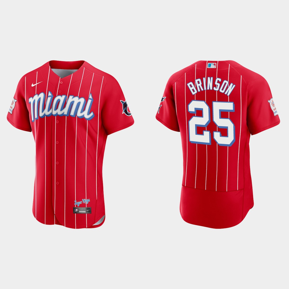 Personalized Miami Marlins #25 Lewis Brinson Men’s 2021 City Connect Authentic MLB Jersey Red