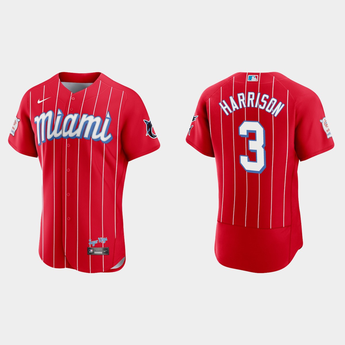 Personalized Miami Marlins #3 Monte Harrison Men’s 2021 City Connect Authentic MLB Jersey Red