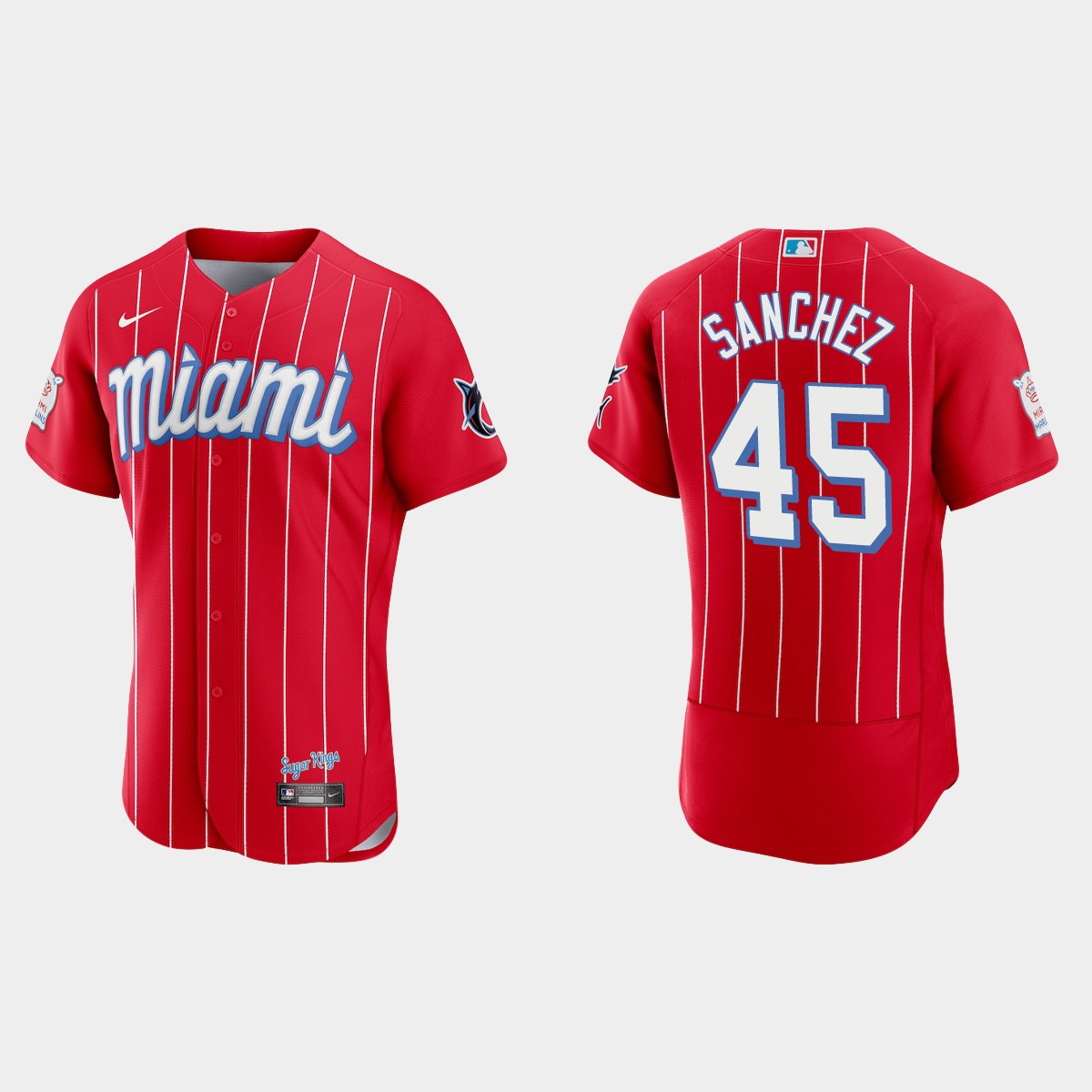 Personalized Miami Marlins #45 Sixto Sanchez Men’s 2021 City Connect Authentic MLB Jersey Red