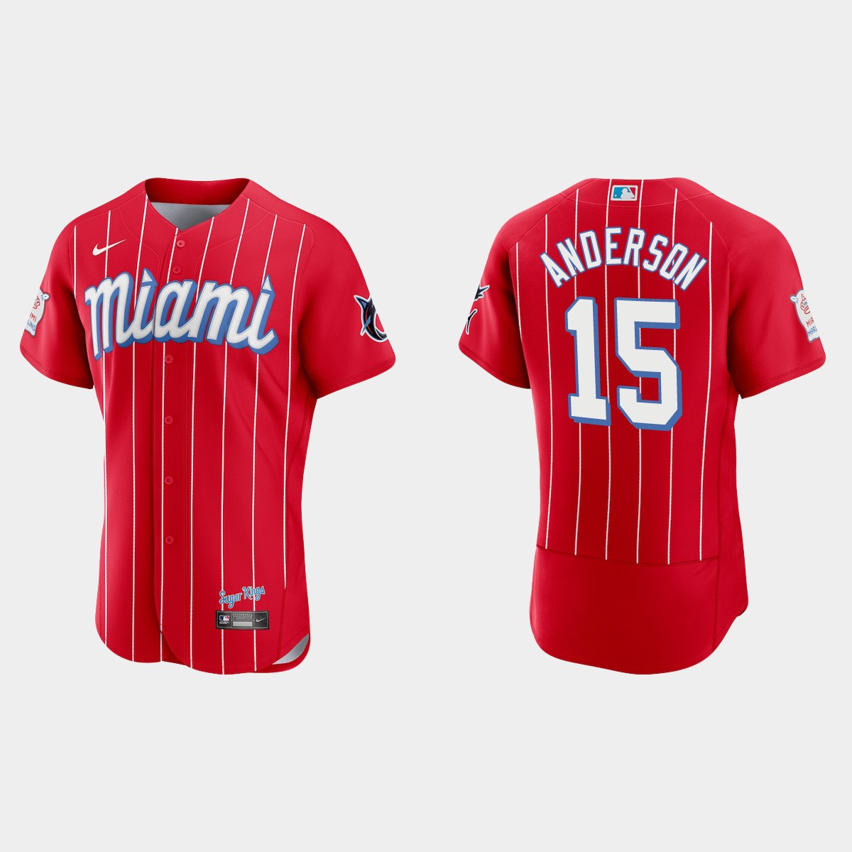 Personalized Miami Marlins #15 Brian Anderson Men’s 2021 City Connect Authentic MLB Jersey Red
