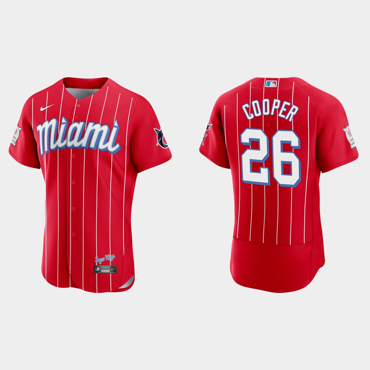 Personalized Miami Marlins #26 Garrett Cooper Men’s 2021 City Connect Authentic MLB Jersey Red