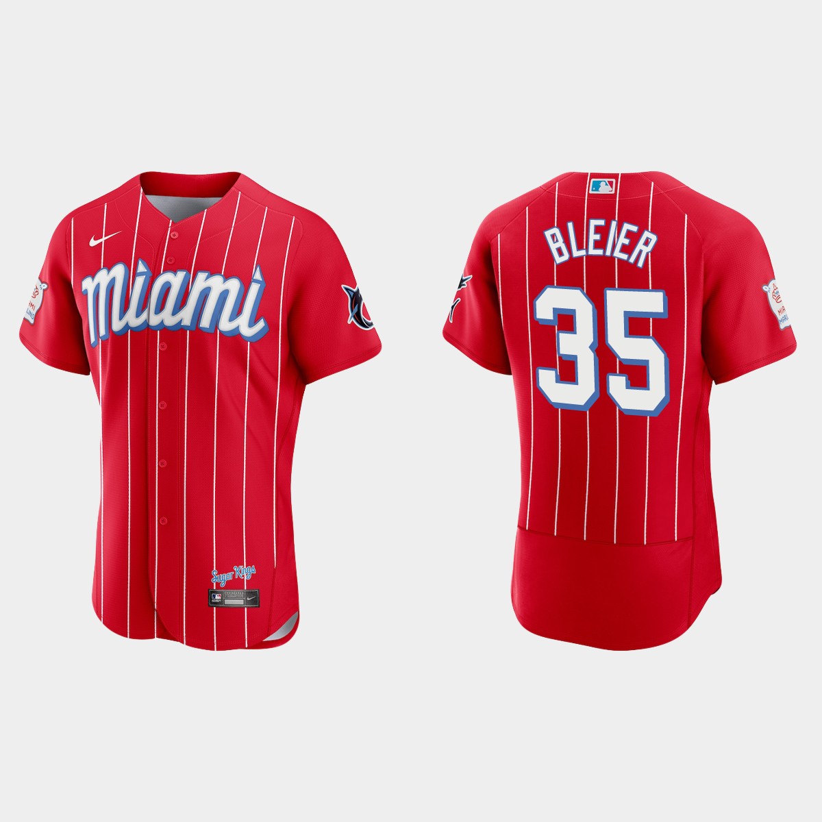 Personalized Miami Marlins #35 Richard Bleier Men’s 2021 City Connect Authentic MLB Jersey Red