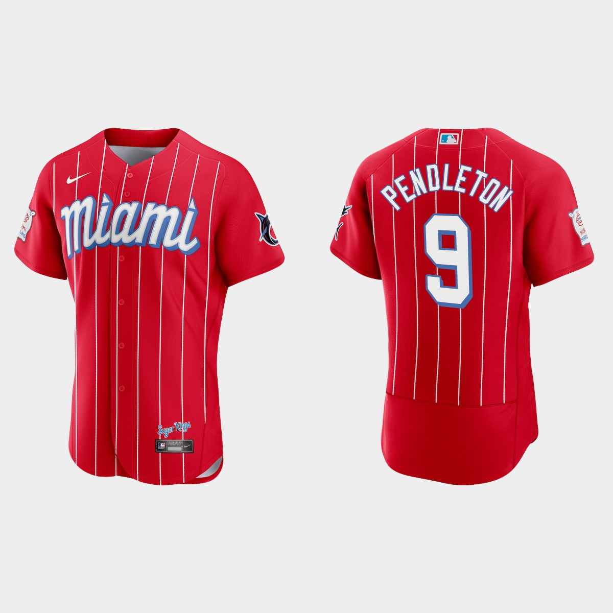 Personalized Miami Marlins #9 Terry Pendleton Men’s 2021 City Connect Authentic MLB Jersey Red