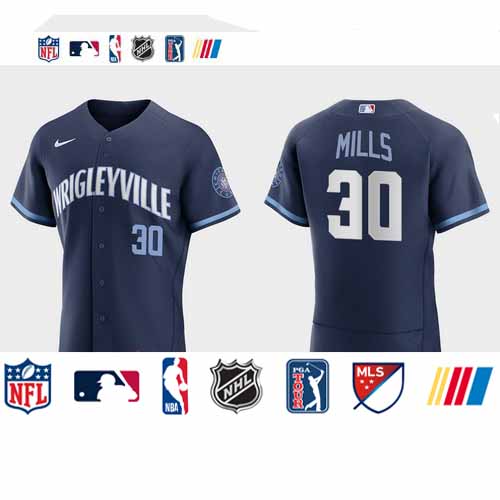 Personalized Chicago Cubs #30 Alec Mills Men’s 2021 City Connect Authentic Navy MLB Jersey